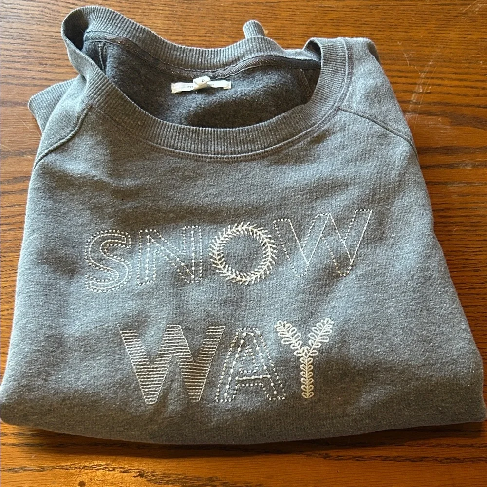 Gray Sweatshirt with 'SNOW WAY' Embroidery - Picture 7 of 7